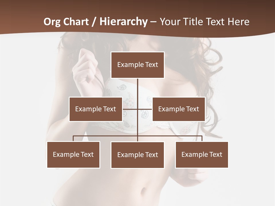 Smiling Busty Brunette In White Lingerie Islated On White PowerPoint Template