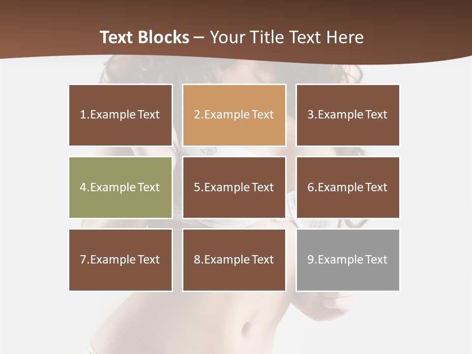 Smiling Busty Brunette In White Lingerie Islated On White PowerPoint Template