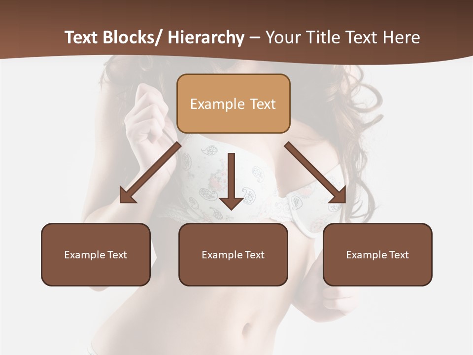 Smiling Busty Brunette In White Lingerie Islated On White PowerPoint Template