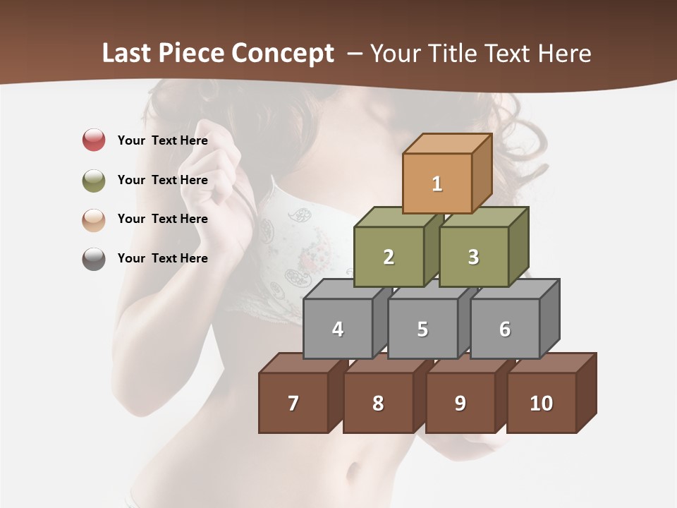 Smiling Busty Brunette In White Lingerie Islated On White PowerPoint Template