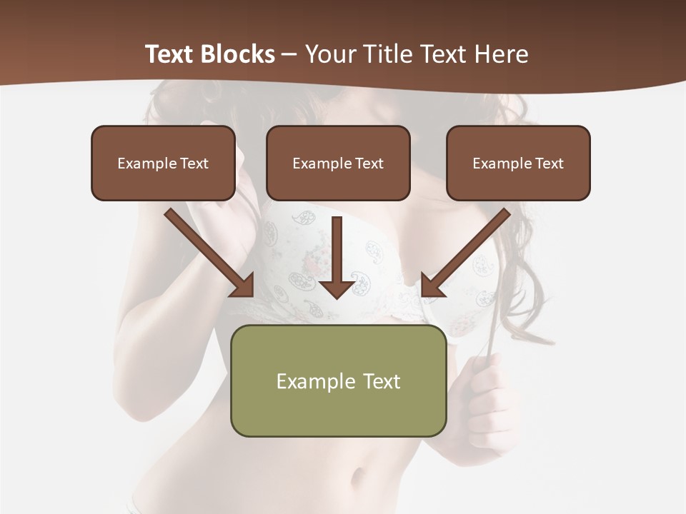 Smiling Busty Brunette In White Lingerie Islated On White PowerPoint Template