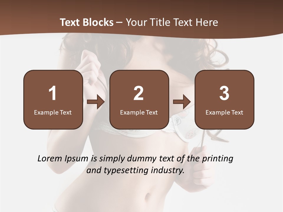 Smiling Busty Brunette In White Lingerie Islated On White PowerPoint Template