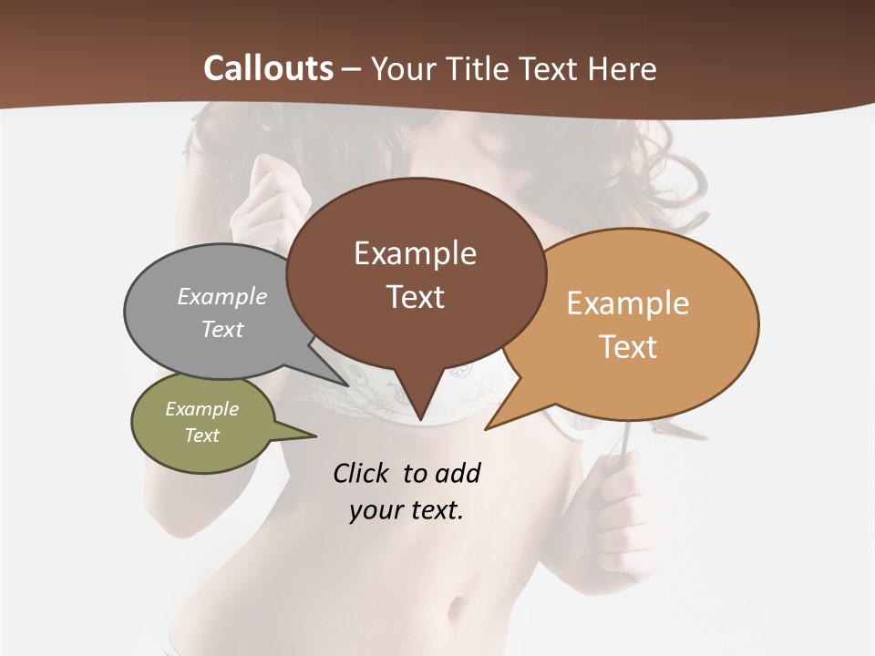 Smiling Busty Brunette In White Lingerie Islated On White PowerPoint Template