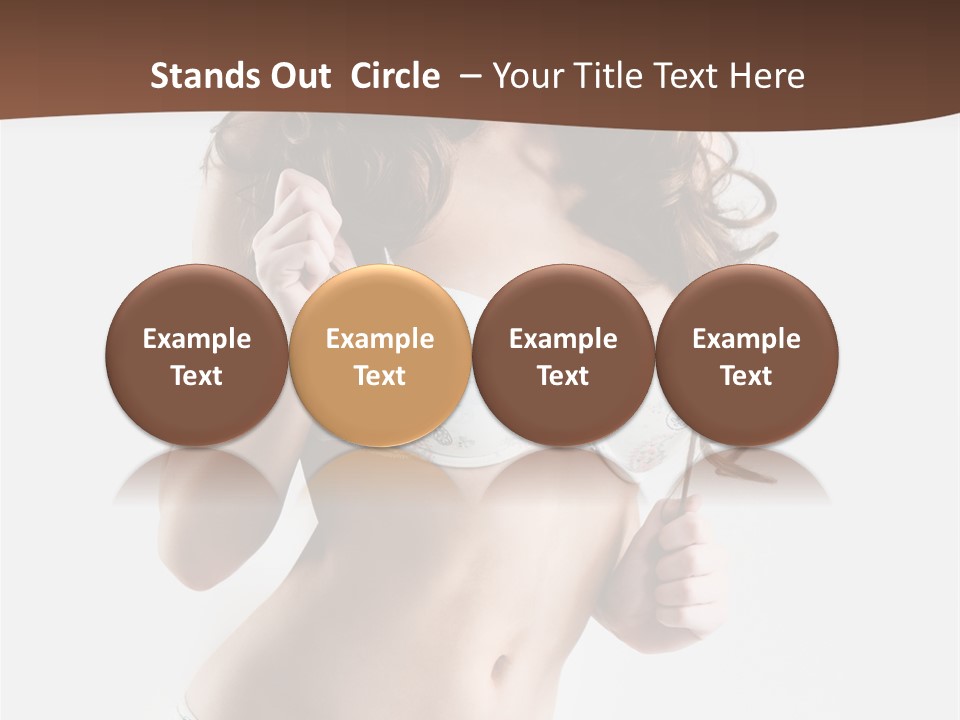 Smiling Busty Brunette In White Lingerie Islated On White PowerPoint Template