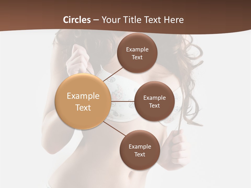 Smiling Busty Brunette In White Lingerie Islated On White PowerPoint Template