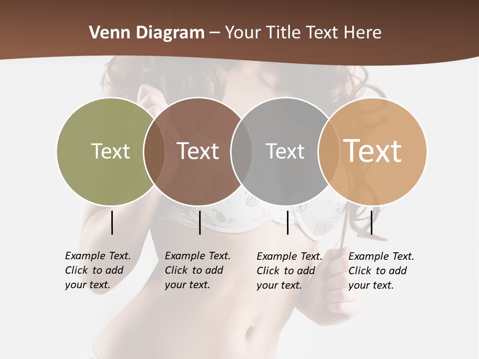 Smiling Busty Brunette In White Lingerie Islated On White PowerPoint Template