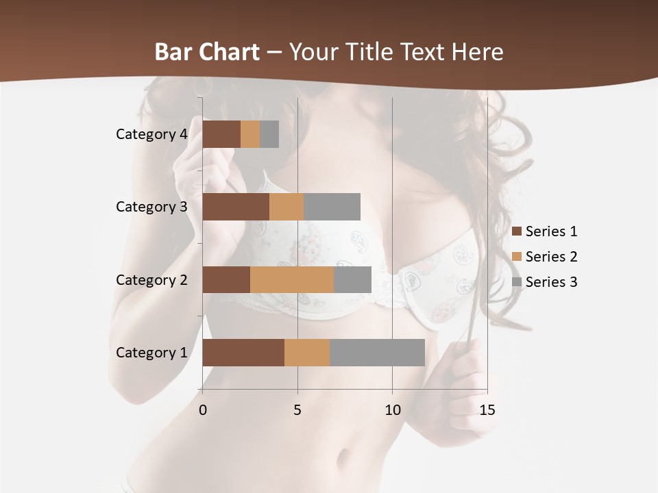 Smiling Busty Brunette In White Lingerie Islated On White PowerPoint Template