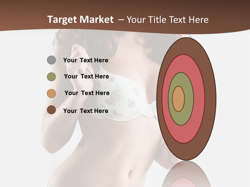 Smiling Busty Brunette In White Lingerie Islated On White PowerPoint Template