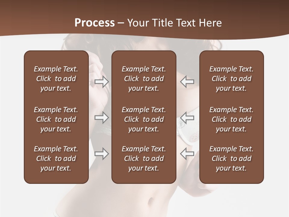 Smiling Busty Brunette In White Lingerie Islated On White PowerPoint Template