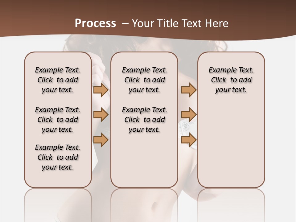 Smiling Busty Brunette In White Lingerie Islated On White PowerPoint Template