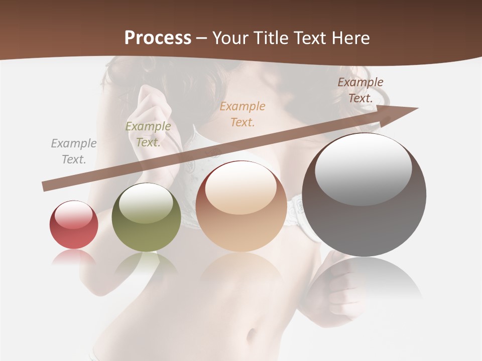 Smiling Busty Brunette In White Lingerie Islated On White PowerPoint Template