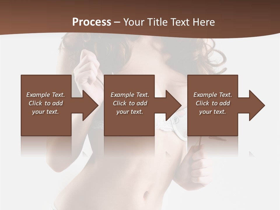 Smiling Busty Brunette In White Lingerie Islated On White PowerPoint Template