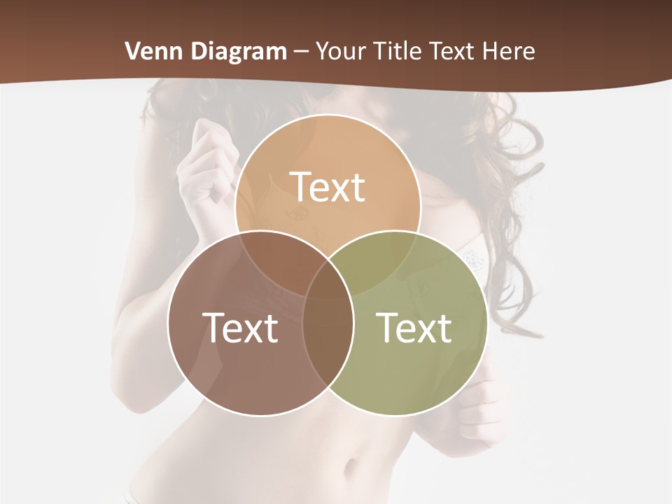 Smiling Busty Brunette In White Lingerie Islated On White PowerPoint Template