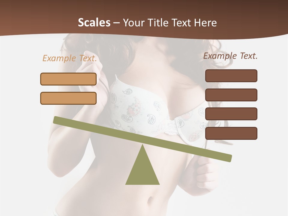 Smiling Busty Brunette In White Lingerie Islated On White PowerPoint Template