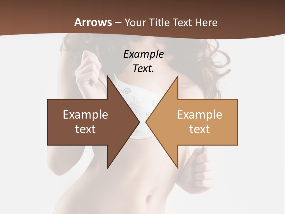 Smiling Busty Brunette In White Lingerie Islated On White PowerPoint Template