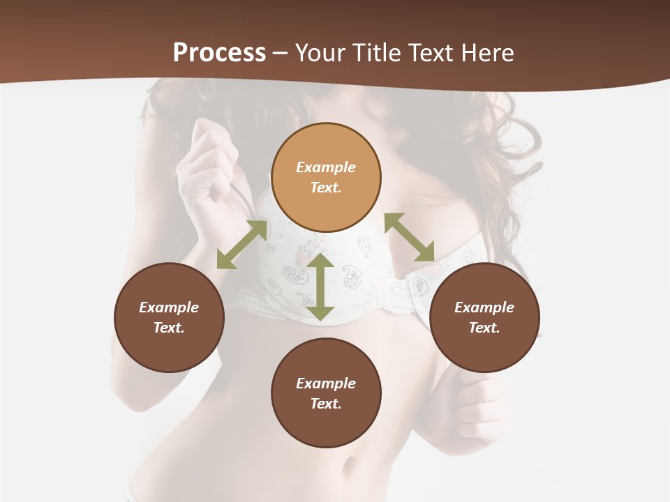 Smiling Busty Brunette In White Lingerie Islated On White PowerPoint Template