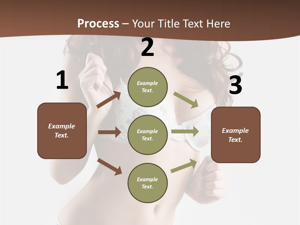 Smiling Busty Brunette In White Lingerie Islated On White PowerPoint Template