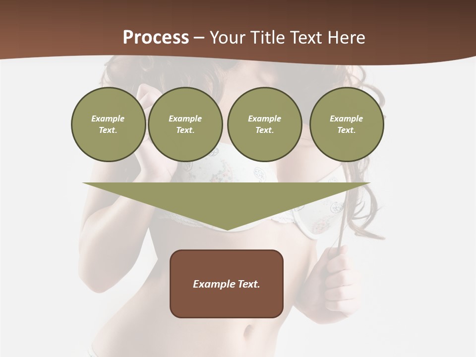 Smiling Busty Brunette In White Lingerie Islated On White PowerPoint Template