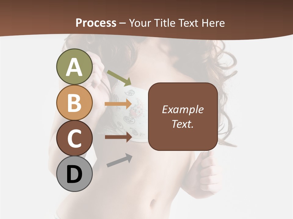 Smiling Busty Brunette In White Lingerie Islated On White PowerPoint Template