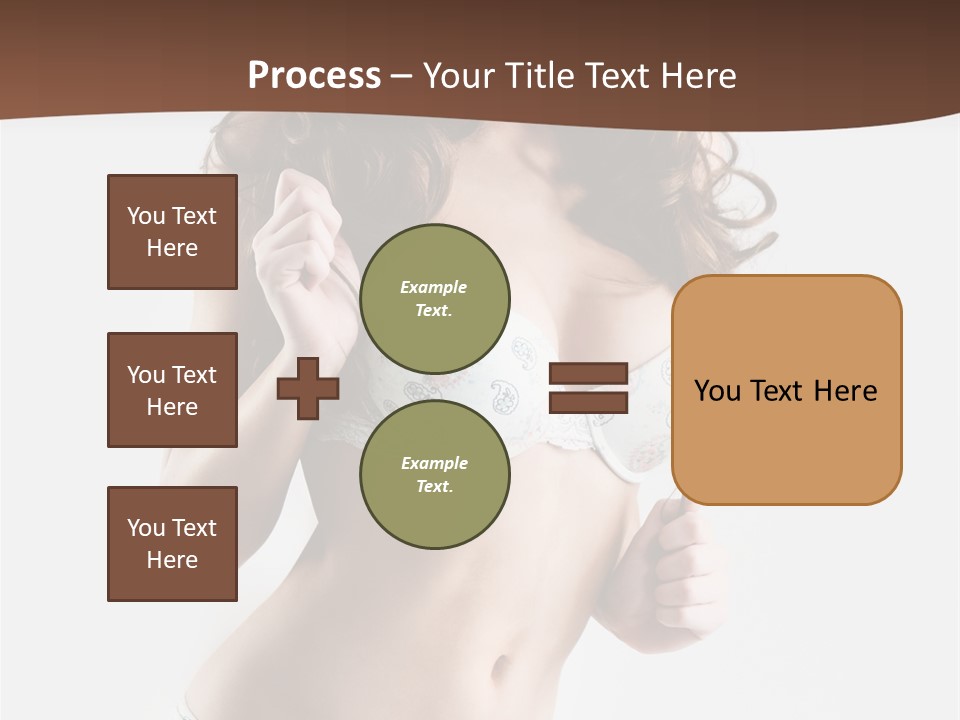 Smiling Busty Brunette In White Lingerie Islated On White PowerPoint Template