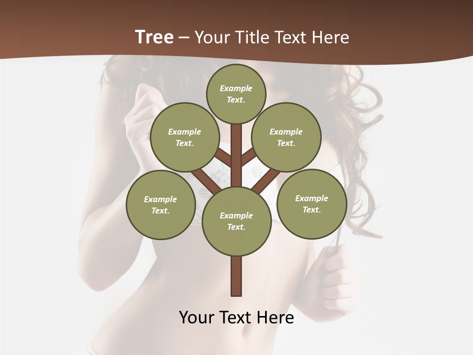 Smiling Busty Brunette In White Lingerie Islated On White PowerPoint Template