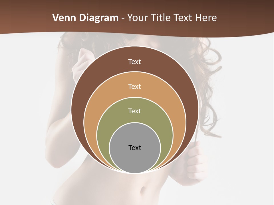 Smiling Busty Brunette In White Lingerie Islated On White PowerPoint Template