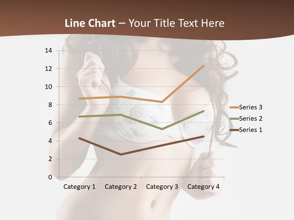 Smiling Busty Brunette In White Lingerie Islated On White PowerPoint Template