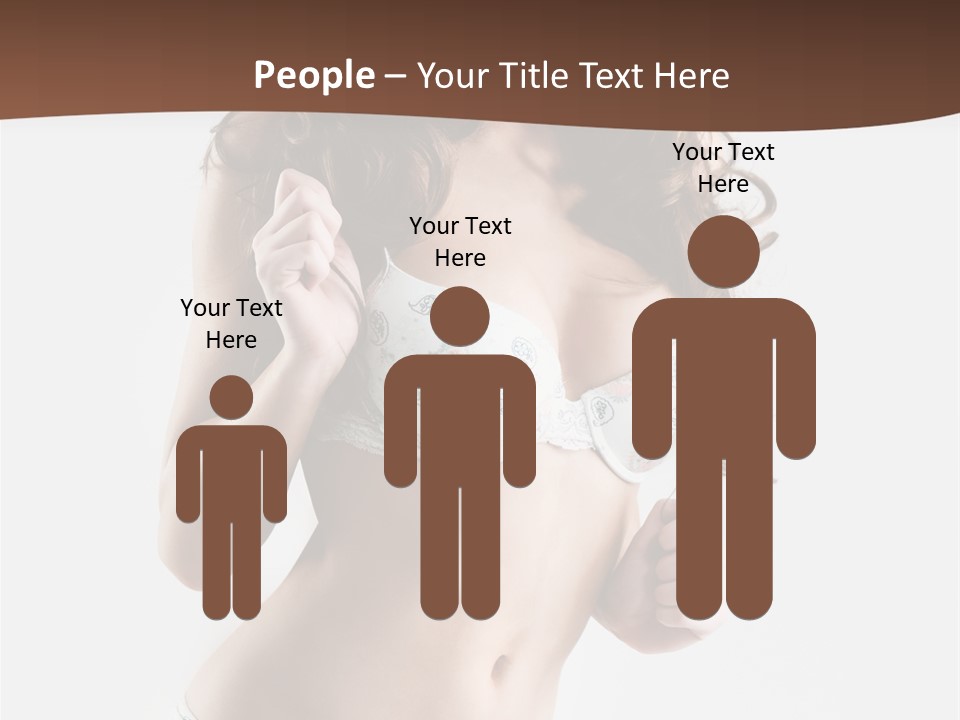 Smiling Busty Brunette In White Lingerie Islated On White PowerPoint Template