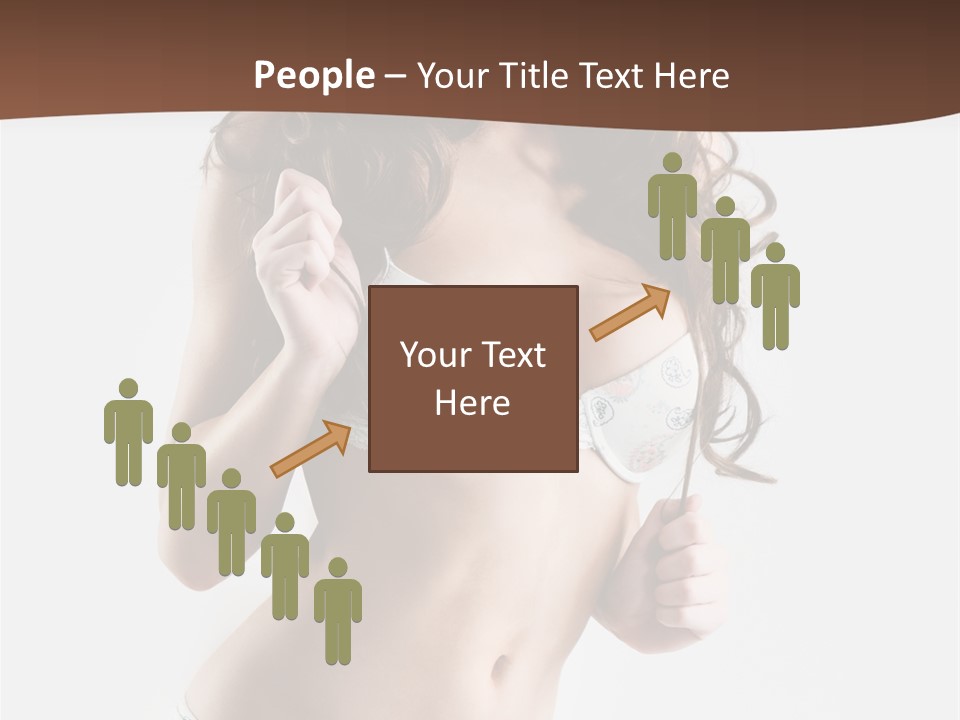 Smiling Busty Brunette In White Lingerie Islated On White PowerPoint Template