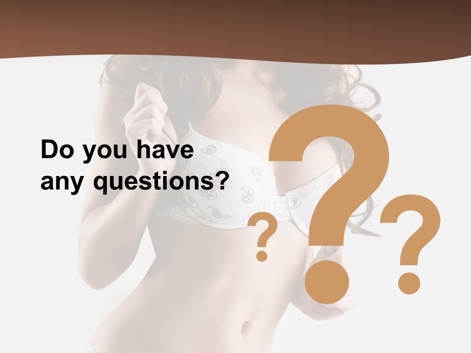 Smiling Busty Brunette In White Lingerie Islated On White PowerPoint Template