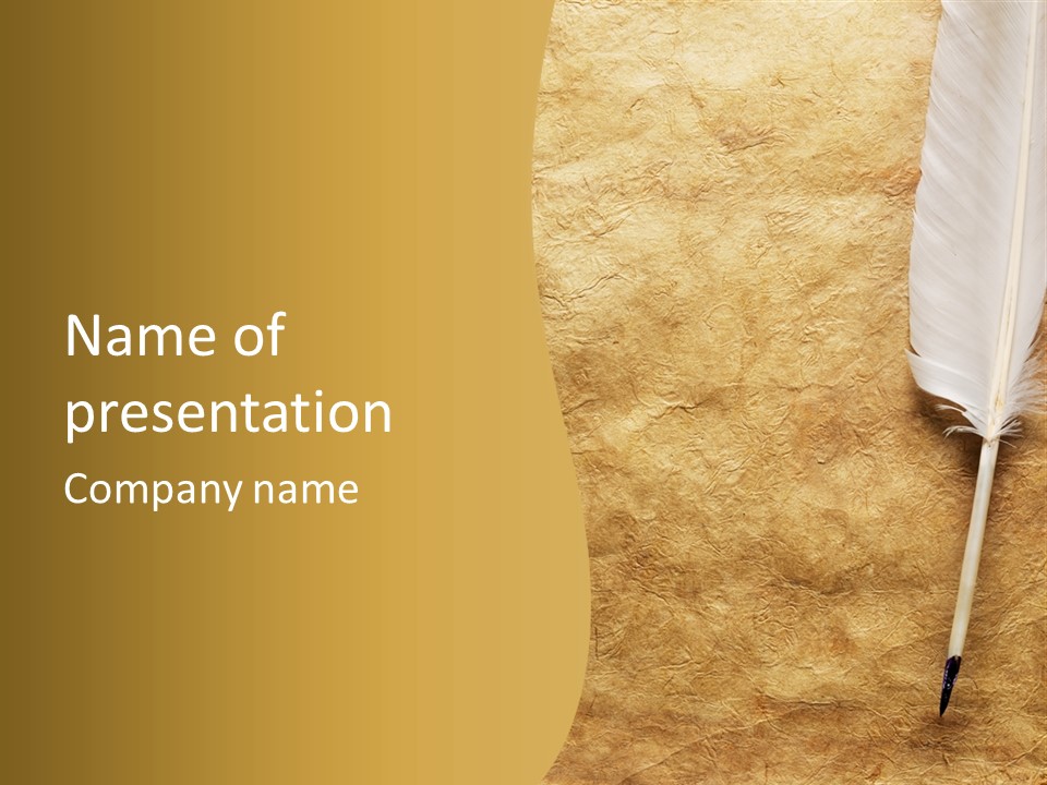 Feather On A Background Of The Empty Form For The Letter PowerPoint Template