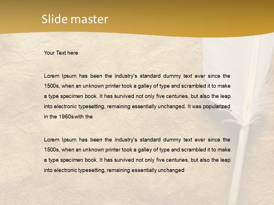 Feather On A Background Of The Empty Form For The Letter PowerPoint Template