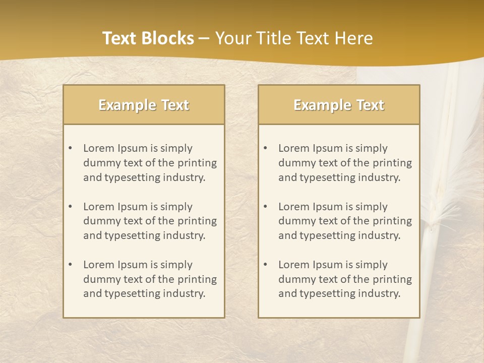 Feather On A Background Of The Empty Form For The Letter PowerPoint Template