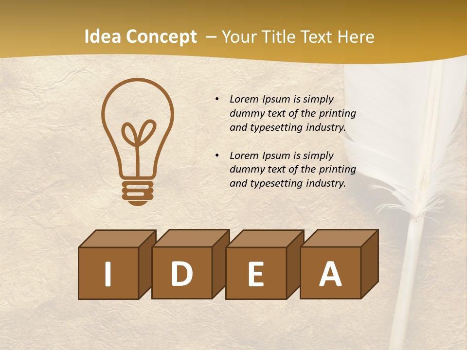 Feather On A Background Of The Empty Form For The Letter PowerPoint Template