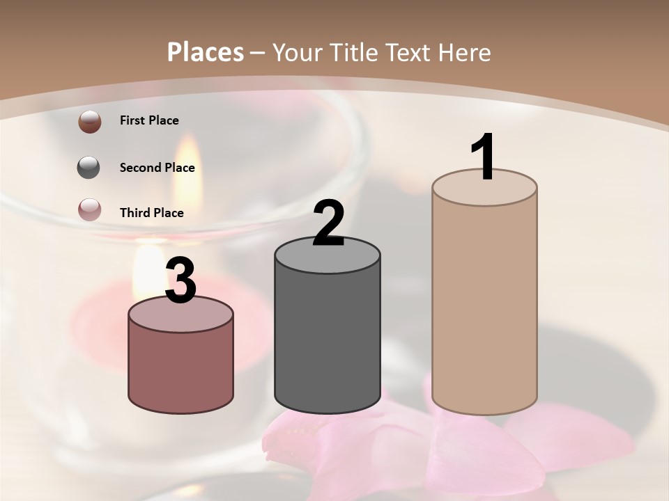 Spa Stones And Pink Flowers Over Bamboo Mat PowerPoint Template