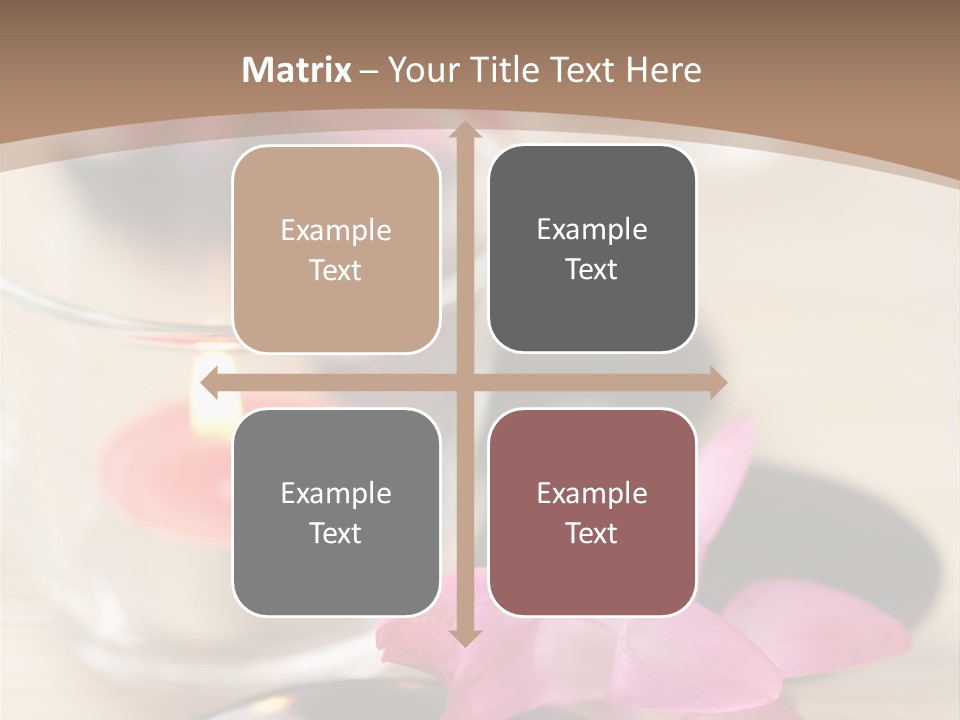 Spa Stones And Pink Flowers Over Bamboo Mat PowerPoint Template