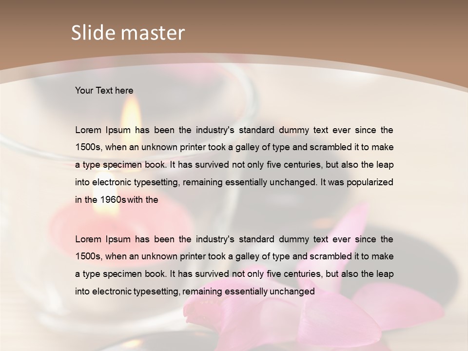 Spa Stones And Pink Flowers Over Bamboo Mat PowerPoint Template