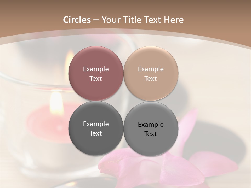Spa Stones And Pink Flowers Over Bamboo Mat PowerPoint Template