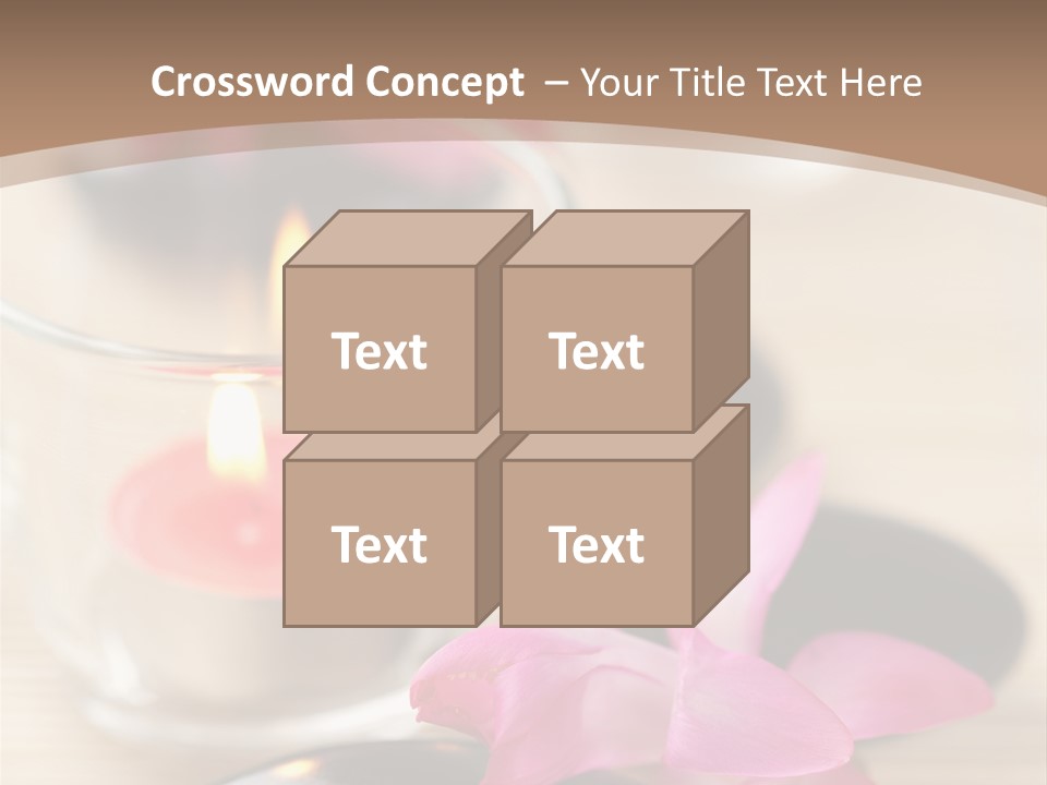 Spa Stones And Pink Flowers Over Bamboo Mat PowerPoint Template