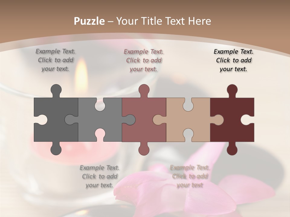 Spa Stones And Pink Flowers Over Bamboo Mat PowerPoint Template