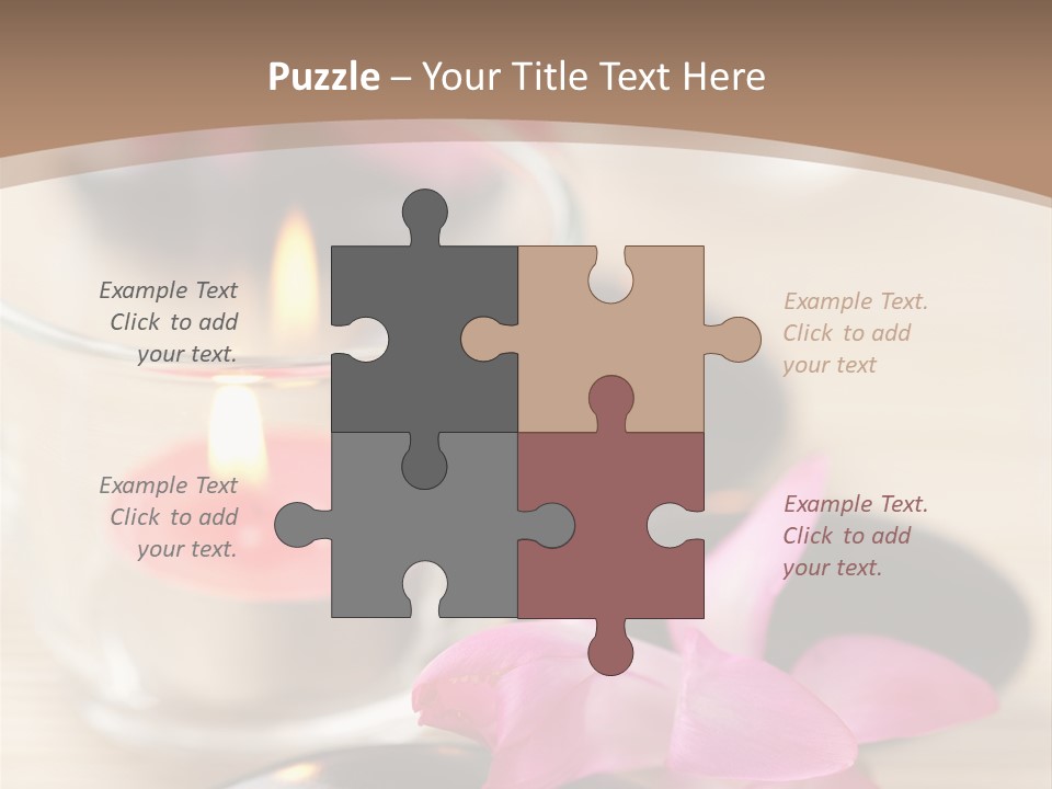 Spa Stones And Pink Flowers Over Bamboo Mat PowerPoint Template