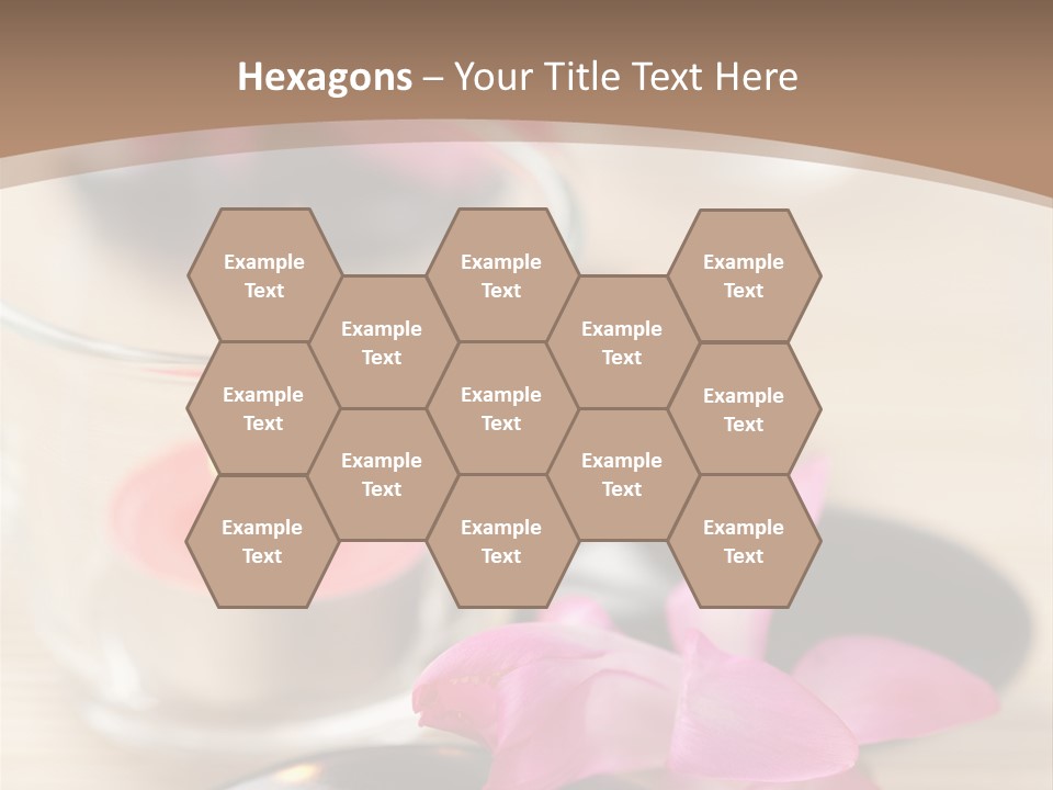 Spa Stones And Pink Flowers Over Bamboo Mat PowerPoint Template