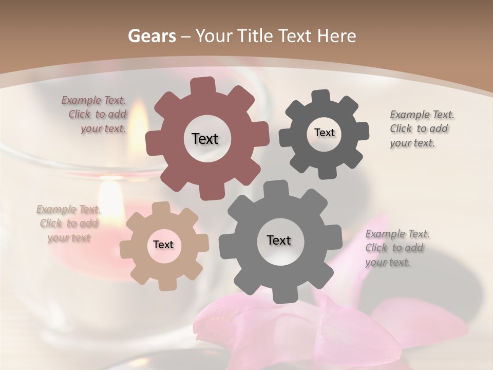 Spa Stones And Pink Flowers Over Bamboo Mat PowerPoint Template