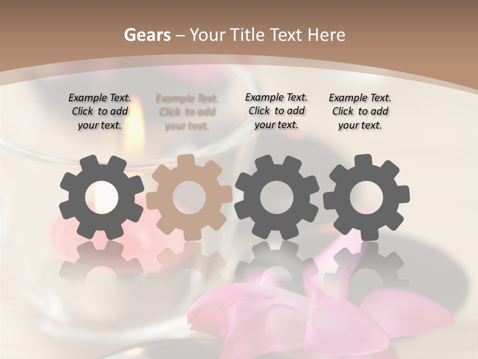 Spa Stones And Pink Flowers Over Bamboo Mat PowerPoint Template