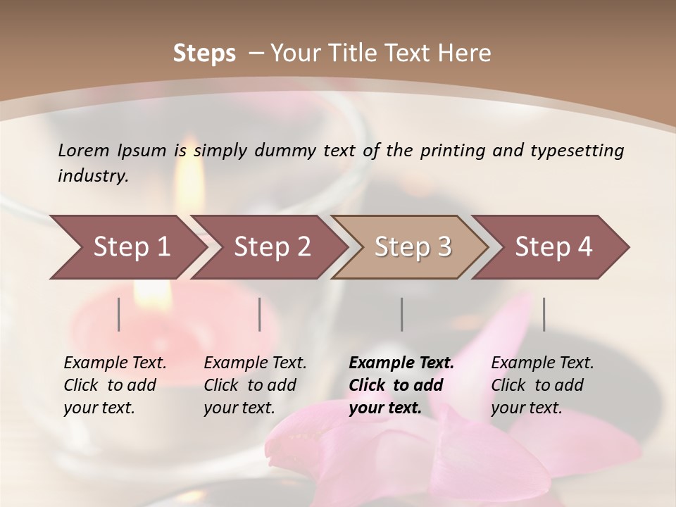 Spa Stones And Pink Flowers Over Bamboo Mat PowerPoint Template