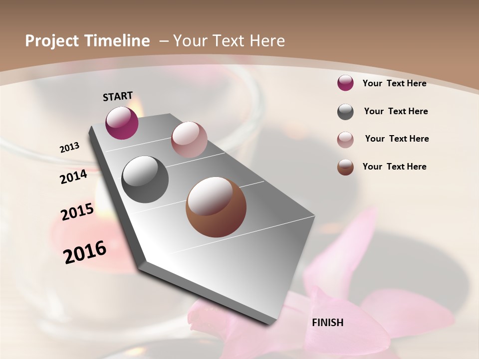 Spa Stones And Pink Flowers Over Bamboo Mat PowerPoint Template