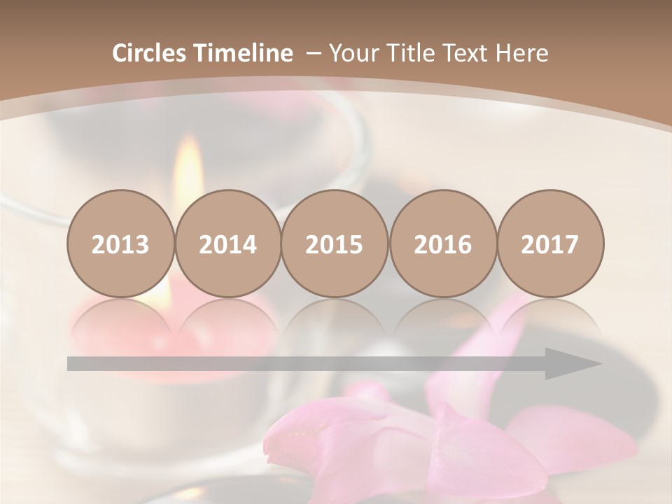 Spa Stones And Pink Flowers Over Bamboo Mat PowerPoint Template