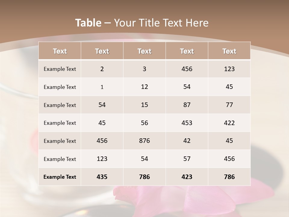 Spa Stones And Pink Flowers Over Bamboo Mat PowerPoint Template