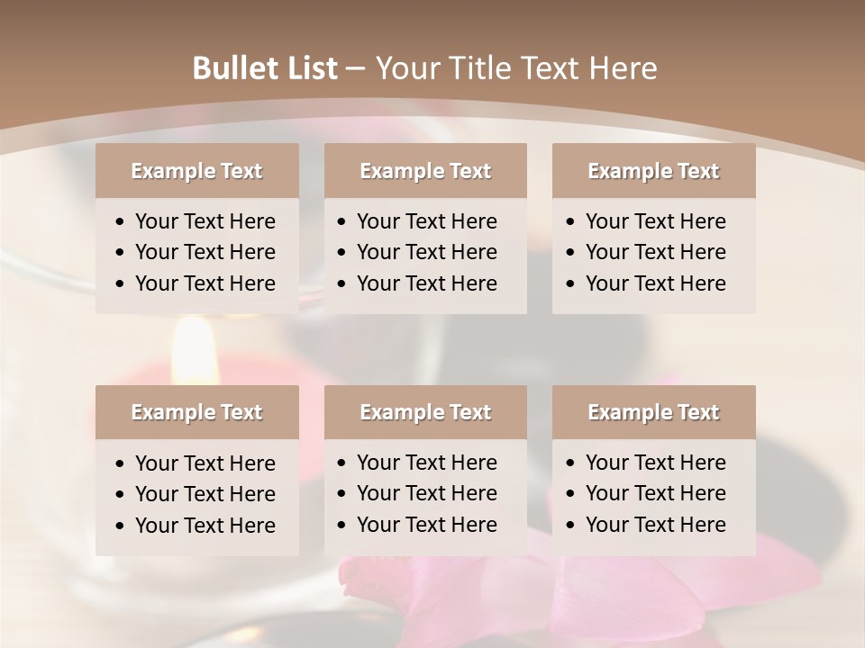 Spa Stones And Pink Flowers Over Bamboo Mat PowerPoint Template