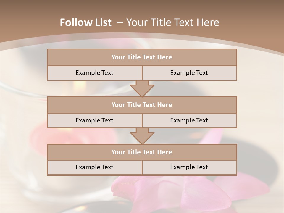 Spa Stones And Pink Flowers Over Bamboo Mat PowerPoint Template